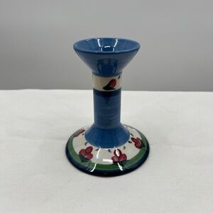 Gail Pittman signed 1988 hand painted candlestick 5.5" tall